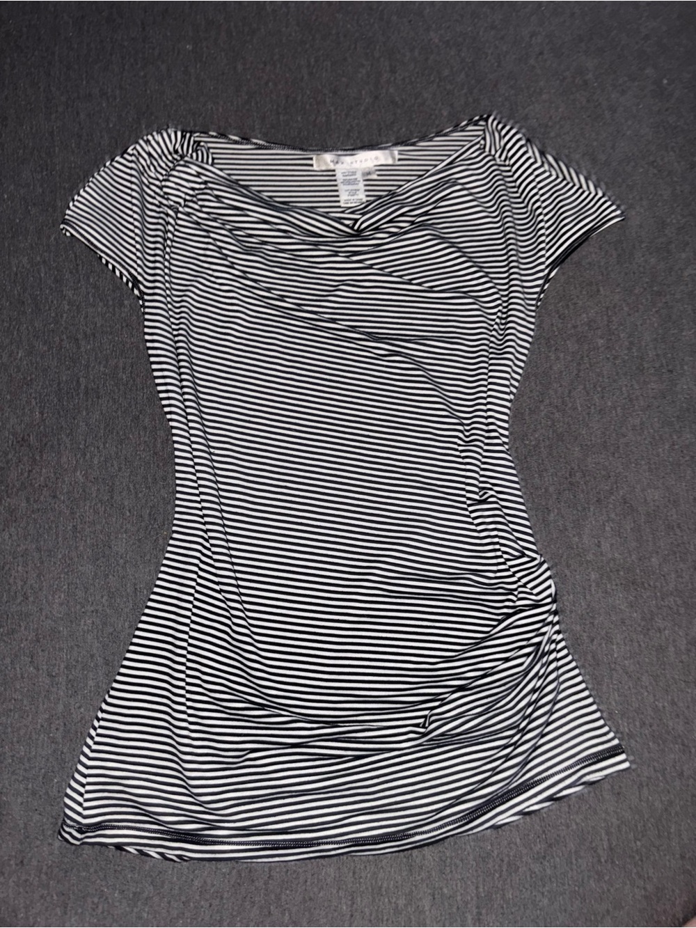 Max Studio Black & White Striped Short-Sleeve Tee
